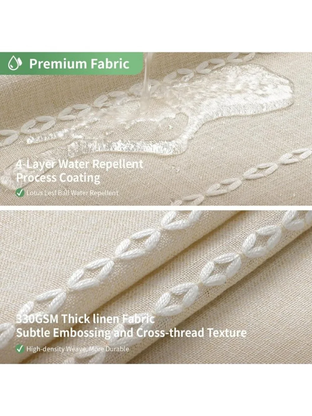 Boho Chic Extra Long Shower Curtain Set with Snap-in Liner, Water-Repellent